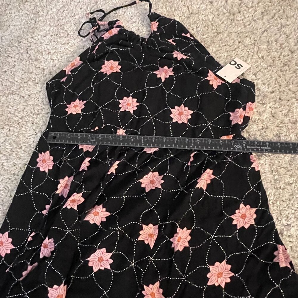 NWT SO Black Pink Floral Halter Maxi Dress XL - Picture 6 of 11